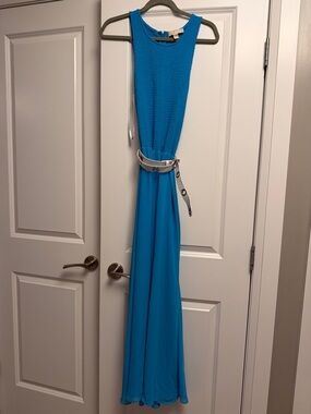 Michael Kors Turquoise Textured Sleeveless Top